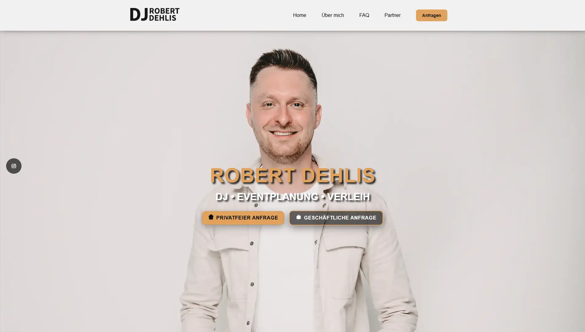 Website-Ausschnitt des Projekts DJ Robert Dehlis